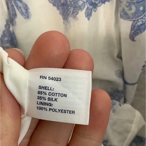 Gap Floral White Blue Midi Summer Dress Women Size 8 Silk Blend Lined Strappy - Picture 5 of 8